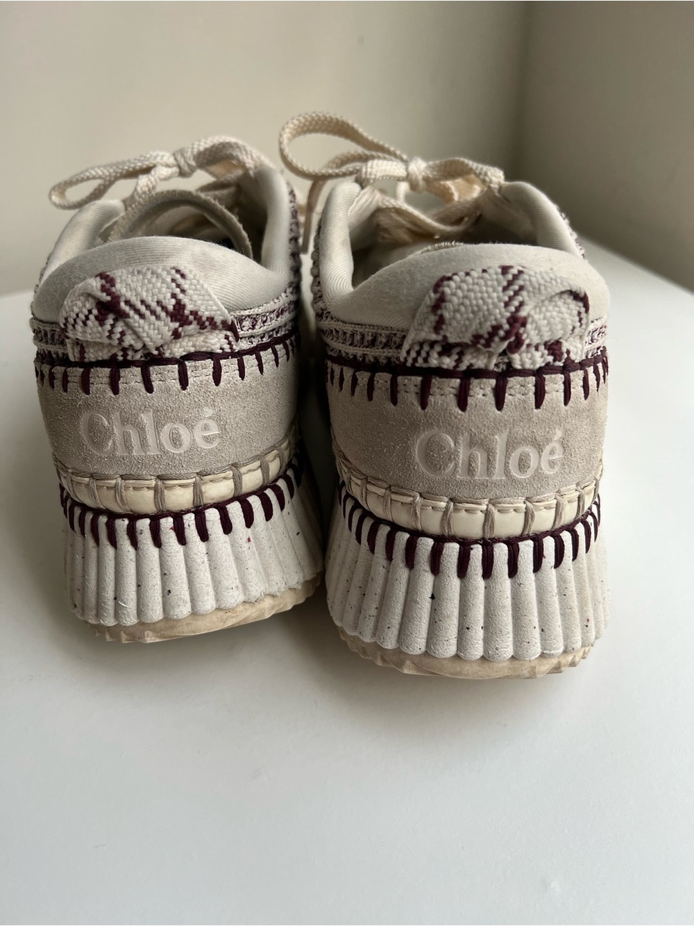 Chloe Neutral Woven Platform Sneakers - Picture 3 of 8